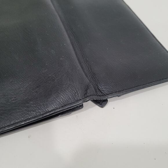 Burberry Black Label Wallet Black Bifold Card Bill Holder Leather Logo Slim Larg - Picture 7 of 12